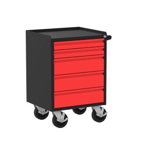 Valley Craft Mobile Workbench, 24"W Deluxe - (5) Drawers, 24"W x 21"D x 36"H, 2000 lb. Capacity, Red/Black