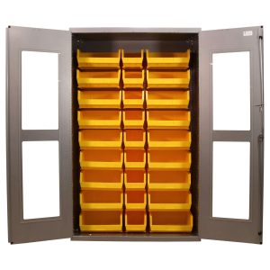 Valley Craft Clear-View Cabinet - 48"W x 24"D x 78"H, Full Bins, Fully Louvered, (27) Bins, 14 Gauge