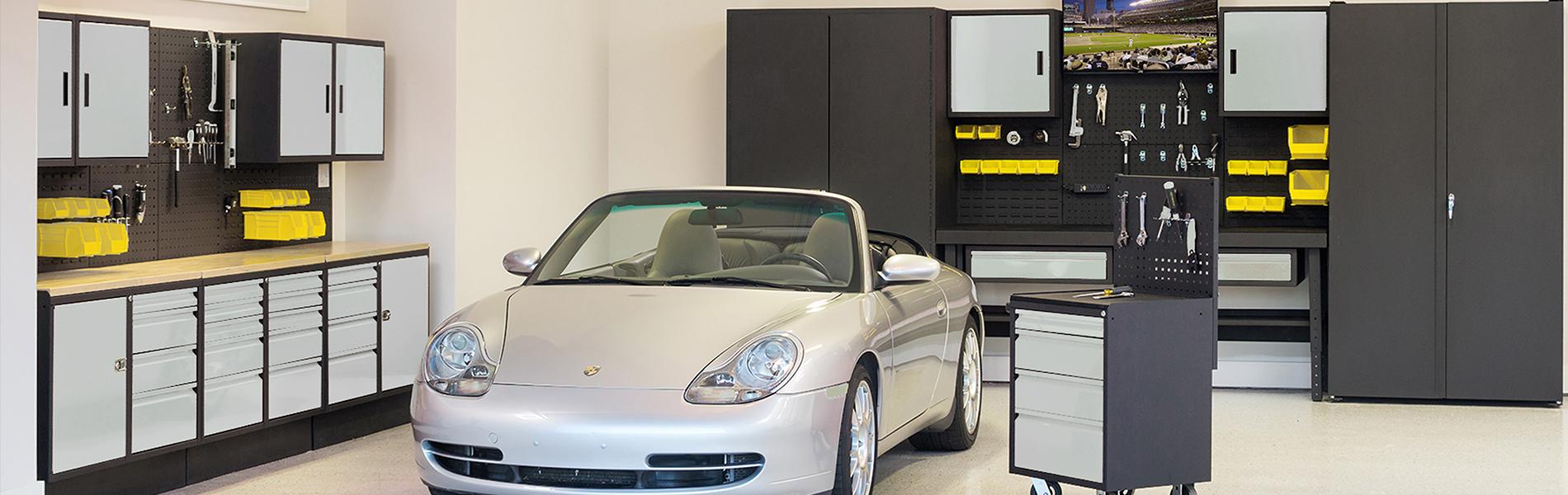 Collectors Edition Garage gray cabinets with gray Porsche