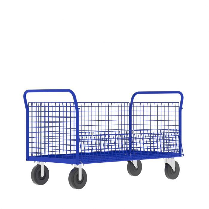 4-Sided Platform Cage Cart, 60x30", Blue