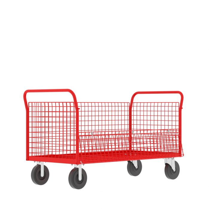 4-Sided Platform Cage Cart, 60x30", Red