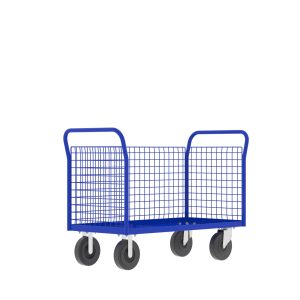 3-Sided Platform Cage Cart, 48x24", Blue