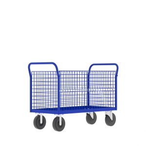 4-Sided Platform Cage Cart, 48x24", Blue