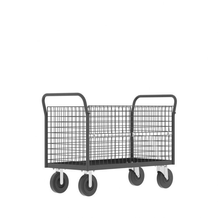 4-Sided Platform Cage Cart, 48x24", Gray