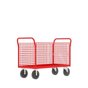 4-Sided Platform Cage Cart, 48x24", Red