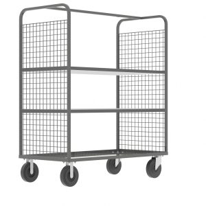 2-Sided Stock Picking Cage Cart, (2) Shelves, Gray