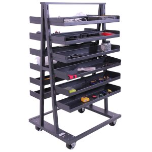 Double-sided Heavy Duty A-Frame Cart, (12) Lipped Trays