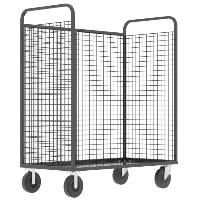 3-Sided Stock Picking Cage Cart, Gray