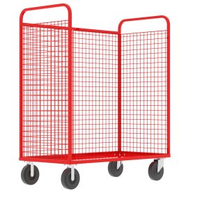 3-Sided Stock Picking Cage Cart, Red