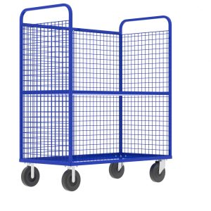 3-Sided Stock Picking Cage Cart, (1) Shelf, Blue