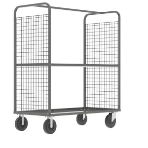 2-Sided Stock Picking Cage Cart, (1) Shelf, Gray