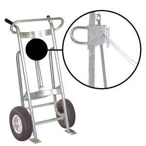2-Wheel Drum Hand Truck, Aluminum, Pneumatic Wheels, Security Cable Chime Hook