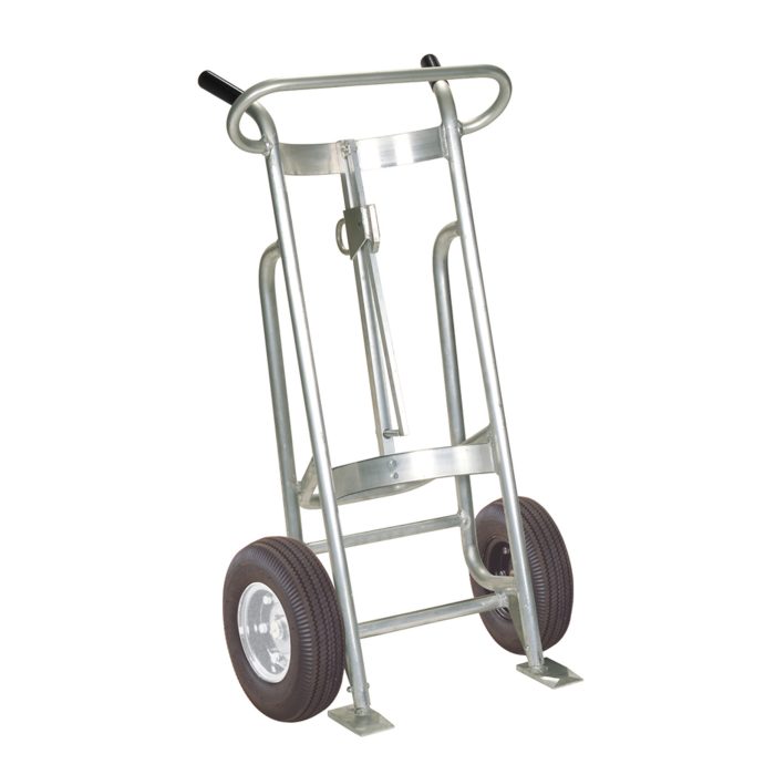 2-Wheel Drum Hand Truck, Aluminum, Pneumatic Wheels