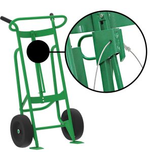 2-Wheel Drum Hand Truck, Steel, Pneumatic Wheels, Security Cable Chime Hook