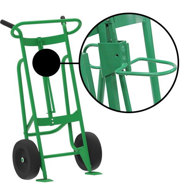 2-Wheel Drum Hand Truck, Steel, Pneumatic Wheels, Plastic Drum Chime Hook