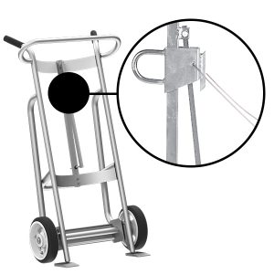 2-Wheel Drum Hand Truck, Aluminum, Solid Rubber Wheels, Security Cable Chime Hook