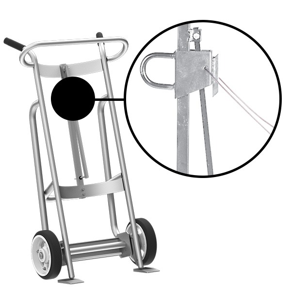 2-Wheel Drum Hand Truck, Aluminum, Solid Rubber Wheels, Security Cable Chime Hook