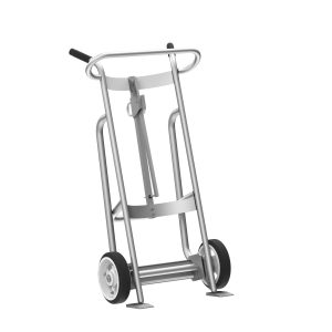 2-Wheel Drum Hand Truck, Aluminum, Solid Rubber Wheels