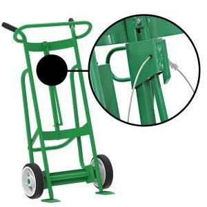 2-Wheel Drum Hand Truck, Steel, Solid Rubber Wheels, Security Cable Chime Hook
