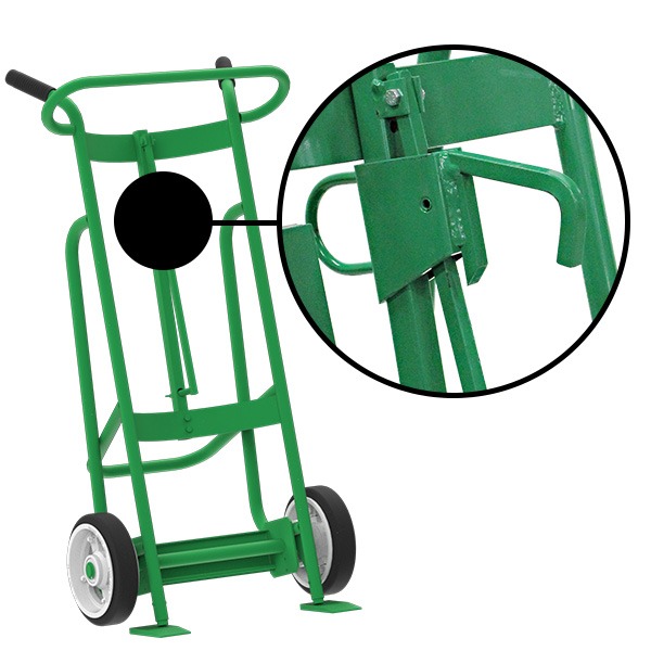 2-Wheel Drum Hand Truck, Steel, Solid Rubber Wheels, Locking Cover Chime Hook