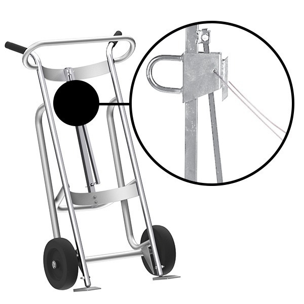 2-Wheel Drum Hand Truck, Aluminum, Mold-On Rubber Wheels, Security Cable Chime Hook