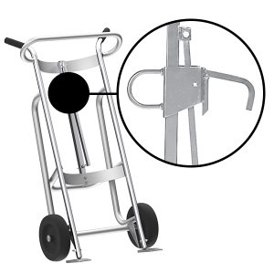 2-Wheel Drum Hand Truck, Aluminum, Mold-On Rubber Wheels, Locking Cover Chime Hook