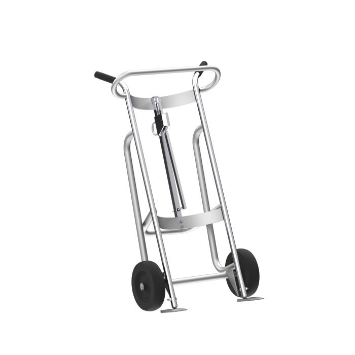 2-Wheel Drum Hand Truck, Aluminum, Mold-On Rubber Wheels