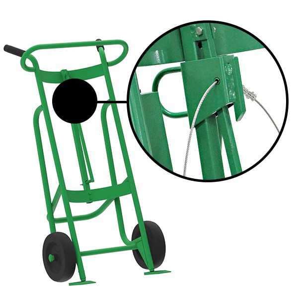 2-Wheel Drum Hand Truck, Steel, Mold-On Rubber Wheels, Security Cable Chime Hook