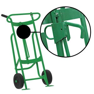 2-Wheel Drum Hand Truck, Steel, Mold-On Rubber Wheels, Locking Cover Chime Hook