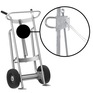 2-Wheel Drum Hand Truck, Aluminum, Pneumatic Wheels, Hand Brake, Security Cable Chime Hook