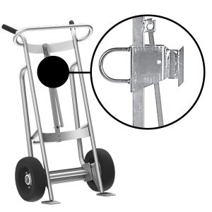 2-Wheel Drum Hand Truck, Aluminum, Pneumatic Wheels, Hand Brake, Fiber Drum Chime Hook