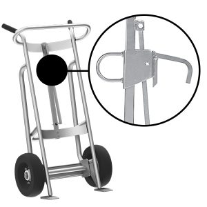 2-Wheel Drum Hand Truck, Aluminum, Pneumatic Wheels, Hand Brake, Locking Cover Chime Hook