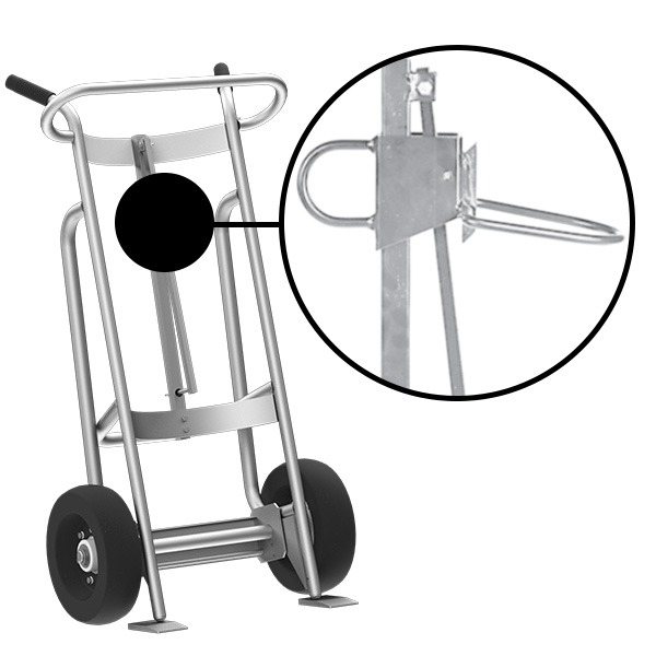 2-Wheel Drum Hand Truck, Aluminum, Pneumatic Wheels, Hand Brake, Plastic Drum Chime Hook