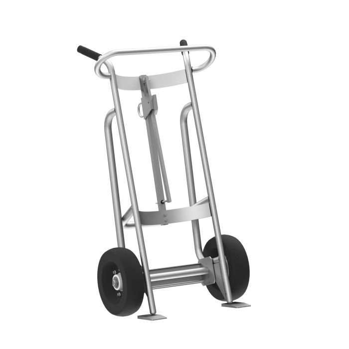 2-Wheel Drum Hand Truck, Aluminum, Pneumatic Wheels, Hand Brake