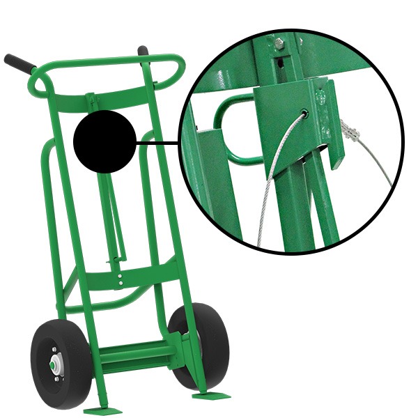 2-Wheel Drum Hand Truck, Steel, Pneumatic Wheels, Hand Brake, Security Cable Chime Hook