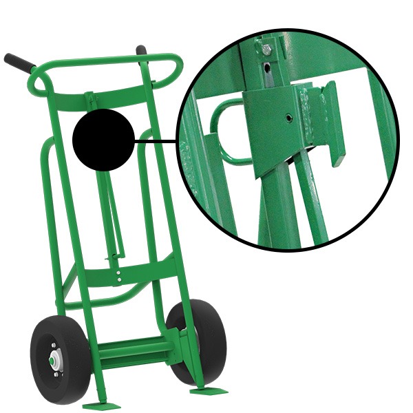 2-Wheel Drum Hand Truck, Steel, Pneumatic Wheels, Hand Brake, Fiber Drum Chime Hook