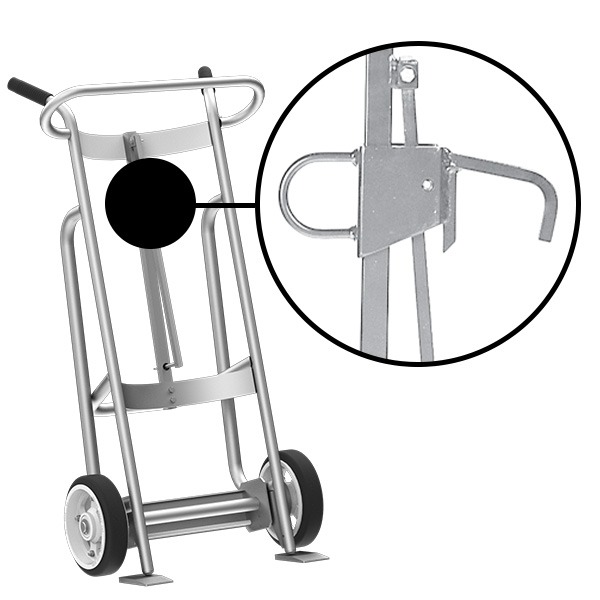 2-Wheel Drum Hand Truck, Aluminum, Solid Rubber Wheels, Hand Brake, Locking Cover Chime Hook