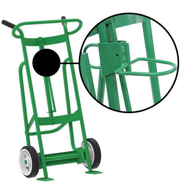 2-Wheel Drum Hand Truck, Steel, Solid Rubber Wheels, Hand Brake, Plastic Drum Chime Hook