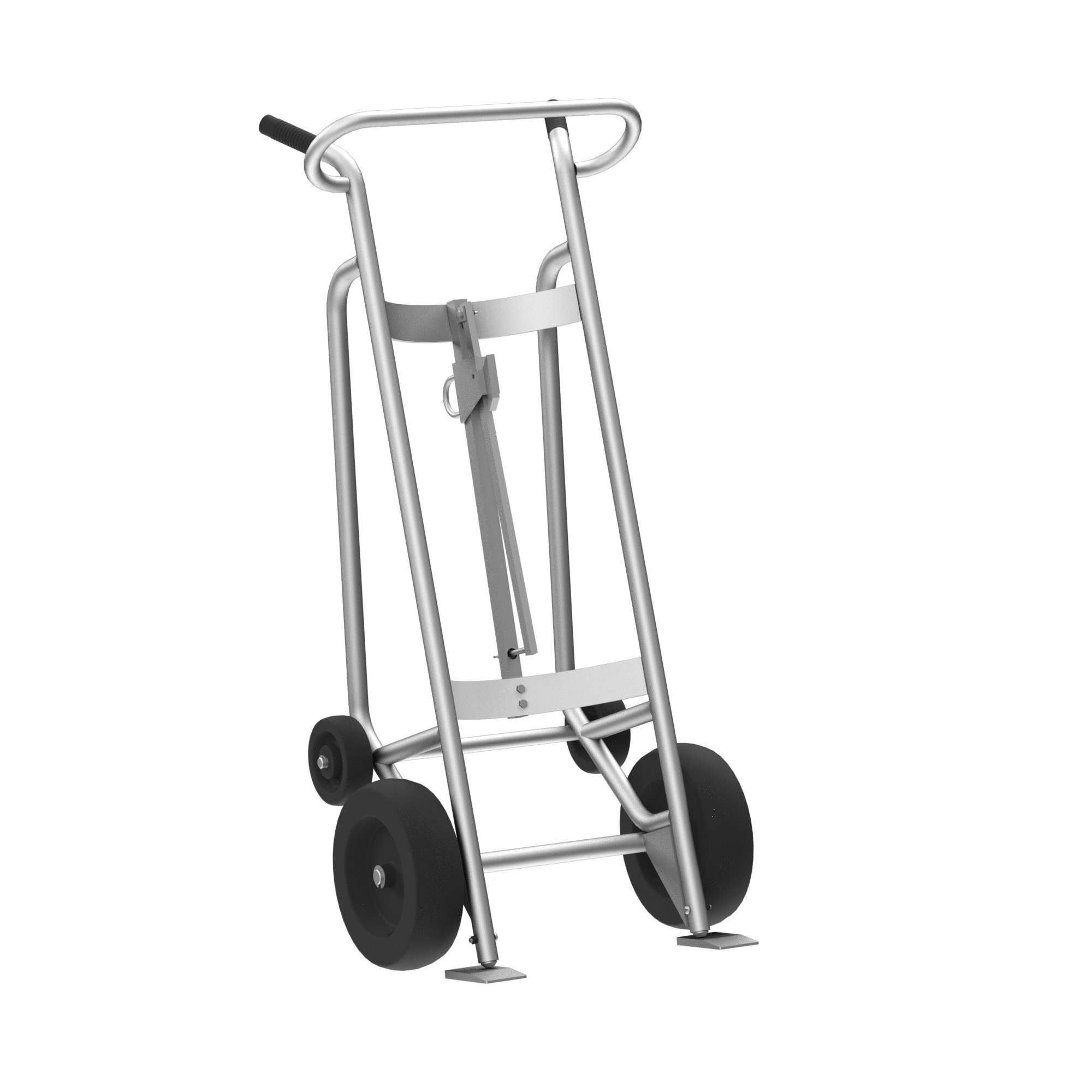 4-Wheel Drum Hand Truck, Aluminum, Pneumatic Wheels