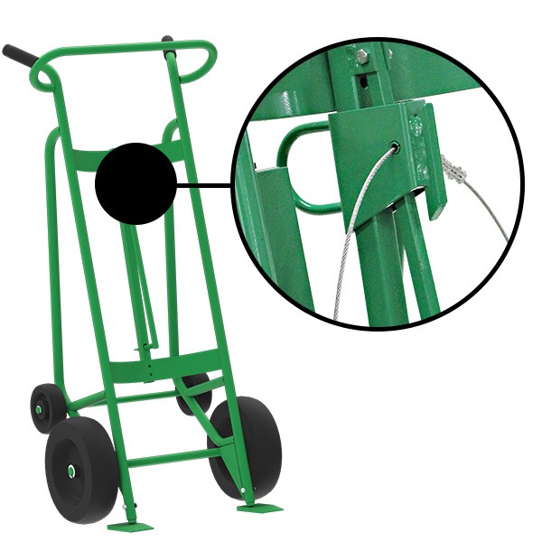 4-Wheel Drum Hand Truck, Steel, Pneumatic Wheels, Security Cable Chime Hook