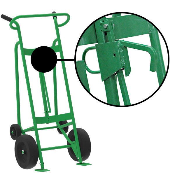 4-Wheel Drum Hand Truck, Steel, Pneumatic Wheels, Locking Cover Chime Hook