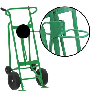 4-Wheel Drum Hand Truck, Steel, Pneumatic Wheels, Plastic Drum Chime Hook