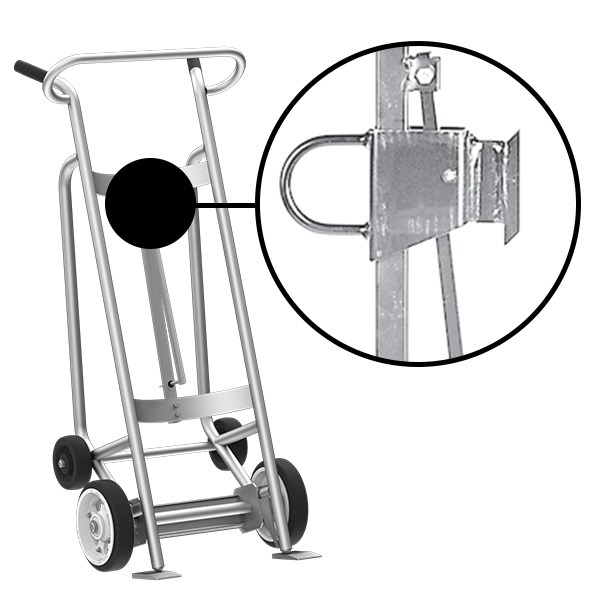 4-Wheel Drum Hand Truck, Aluminum, Solid Rubber Wheels, Fiber Drum Chime Hook