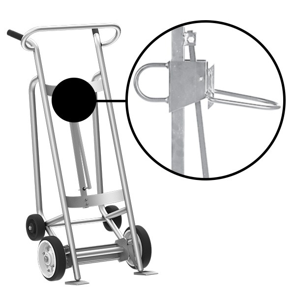 4-Wheel Drum Hand Truck, Aluminum, Solid Rubber Wheels, Plastic Drum Chime Hook