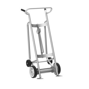 4-Wheel Drum Hand Truck, Aluminum, Solid Rubber Wheels