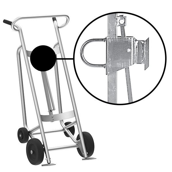 4-Wheel Drum Hand Truck, Aluminum, Mold-On Rubber Wheels, Fiber Drum Chime Hook