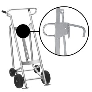 4-Wheel Drum Hand Truck, Aluminum, Mold-On Rubber Wheels, Locking Cover Chime Hook