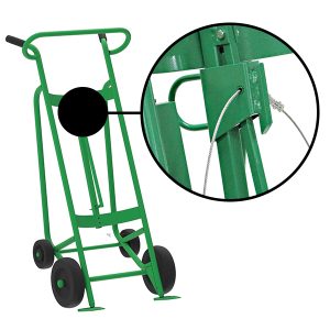 4-Wheel Drum Hand Truck, Steel, Mold-On Rubber Wheels, Security Cable Chime Hook