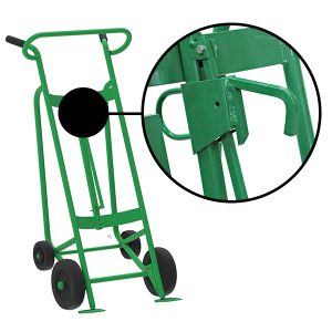 4-Wheel Drum Hand Truck, Steel, Mold-On Rubber Wheels, Locking Cover Chime Hook