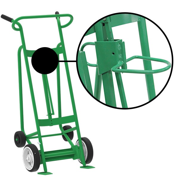 4-Wheel Drum Hand Truck, Steel, Solid Rubber Wheels, Plastic Drum Chime Hook